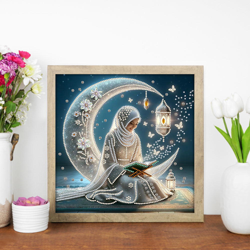 Pray Under The Moon - Special Shaped Drill Diamond Painting 30*30CM