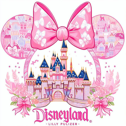 Pink Disney Castle - Full AB Round Drill Diamond Painting 40*40CM