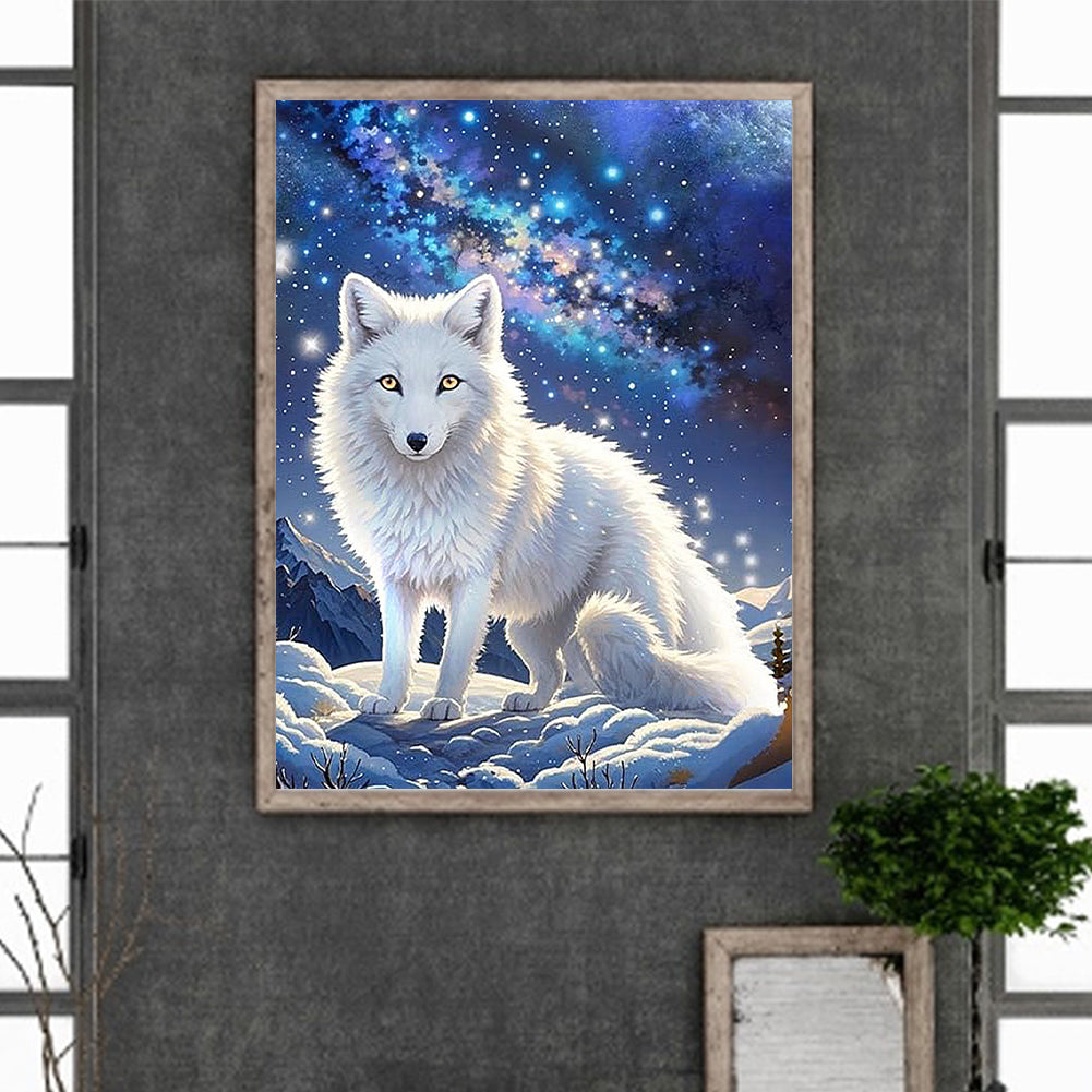 Galaxy White Wolf - Full Round Drill Diamond Painting 30*40CM