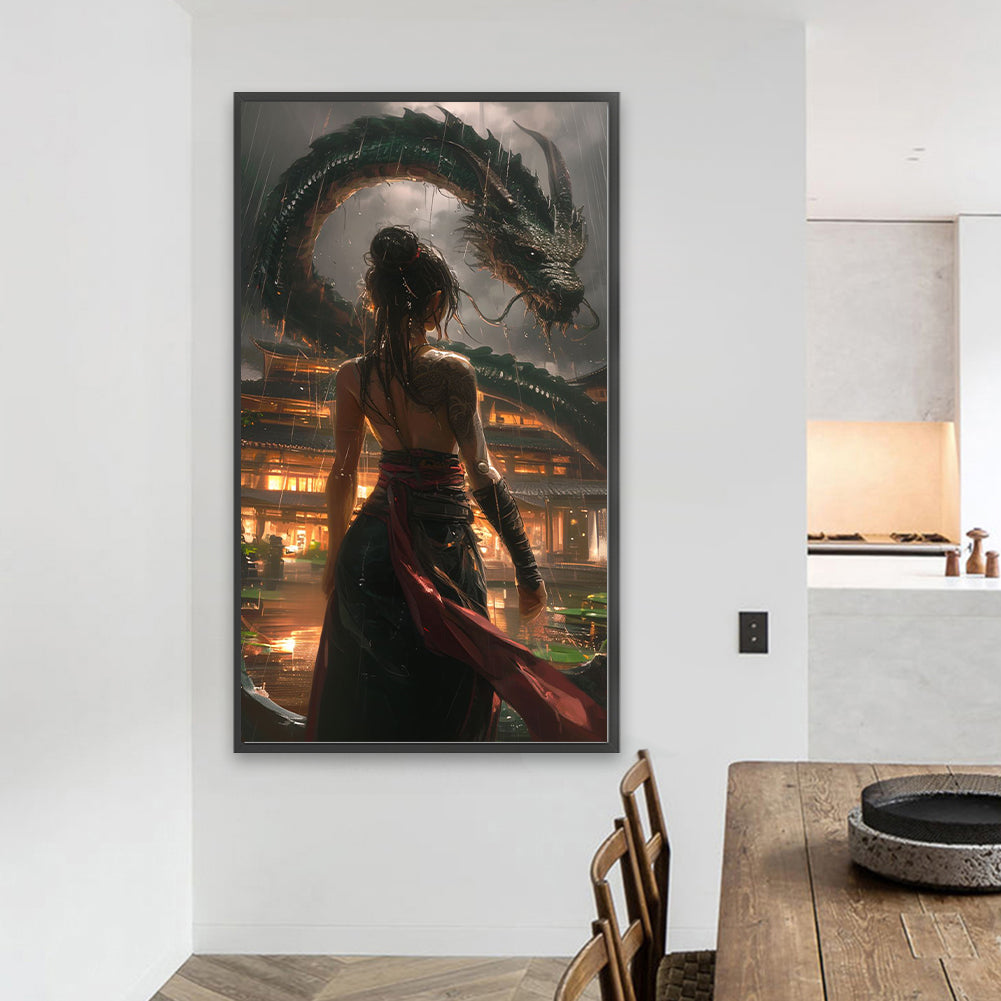 Dragon And Girl - Full Round Drill Diamond Painting 40*70CM
