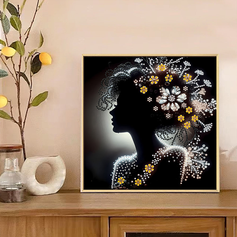Elegant Silhouette Woman - Special Shaped Drill Diamond Painting 30*30CM