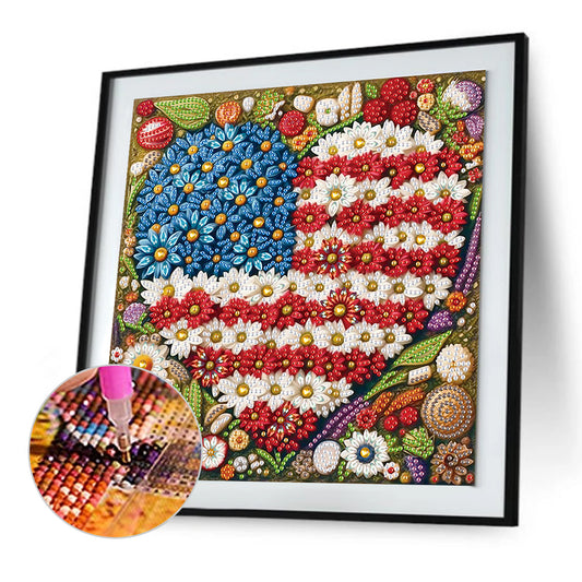 American Flag Independence Day - Special Shaped Drill Diamond Painting 30*30CM