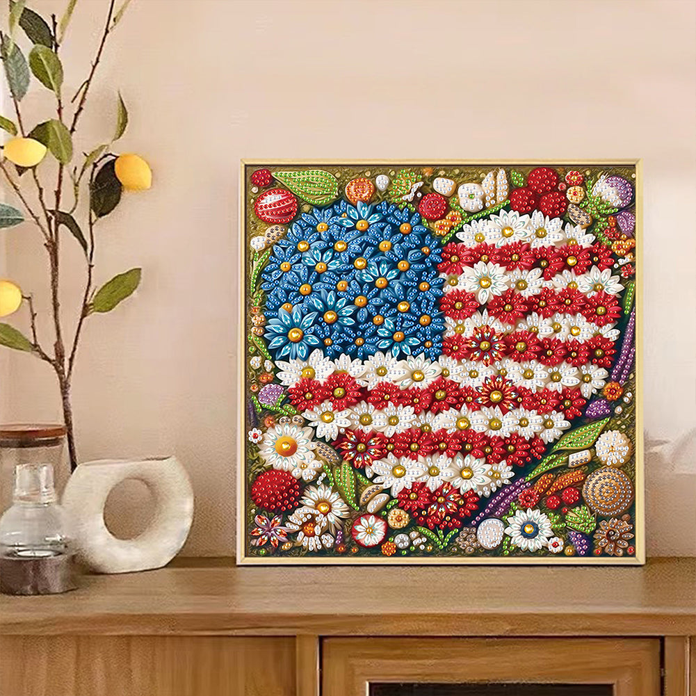 American Flag Independence Day - Special Shaped Drill Diamond Painting 30*30CM