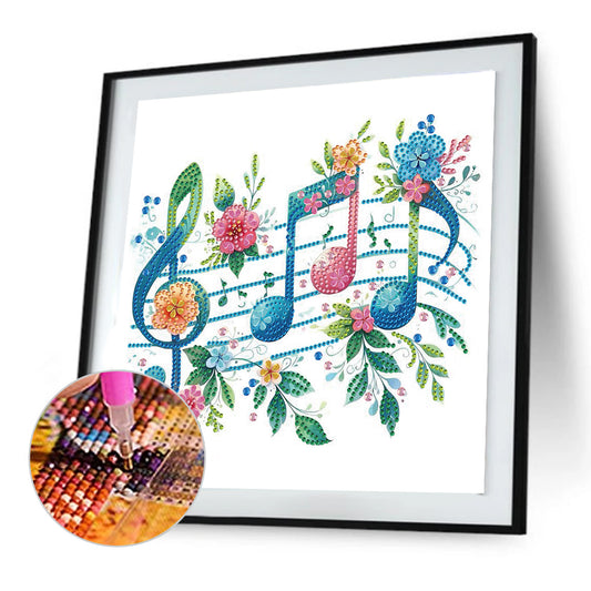 Notes And Flowers - Special Shaped Drill Diamond Painting 30*30CM