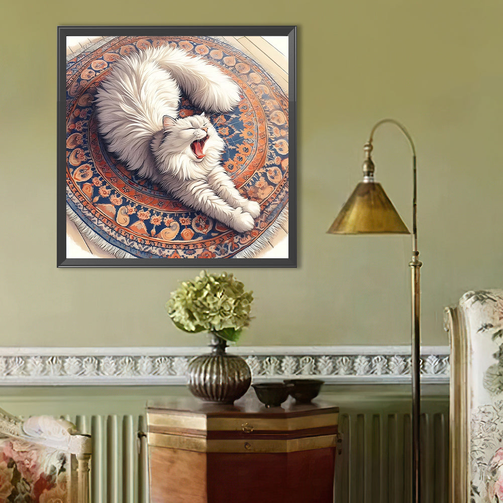 White Cat - Full Round Drill Diamond Painting 40*40CM
