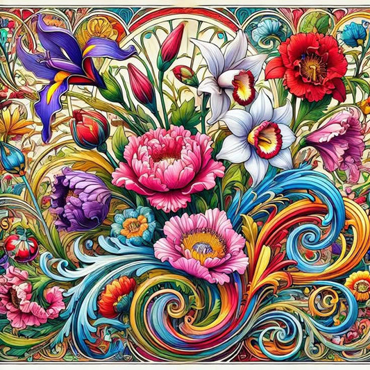 Flowers - Full Square Drill Diamond Painting 40*40CM