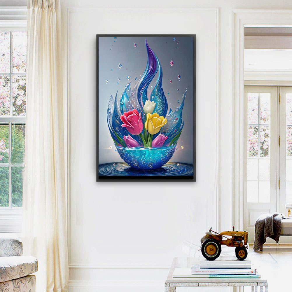 Crystal Flowers - Full Square Drill Diamond Painting 40*60CM