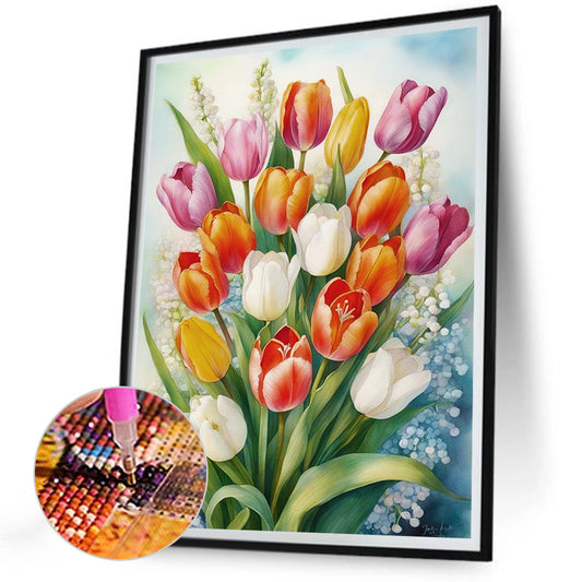 Tulip Bouquet - Full Round Drill Diamond Painting 30*40CM