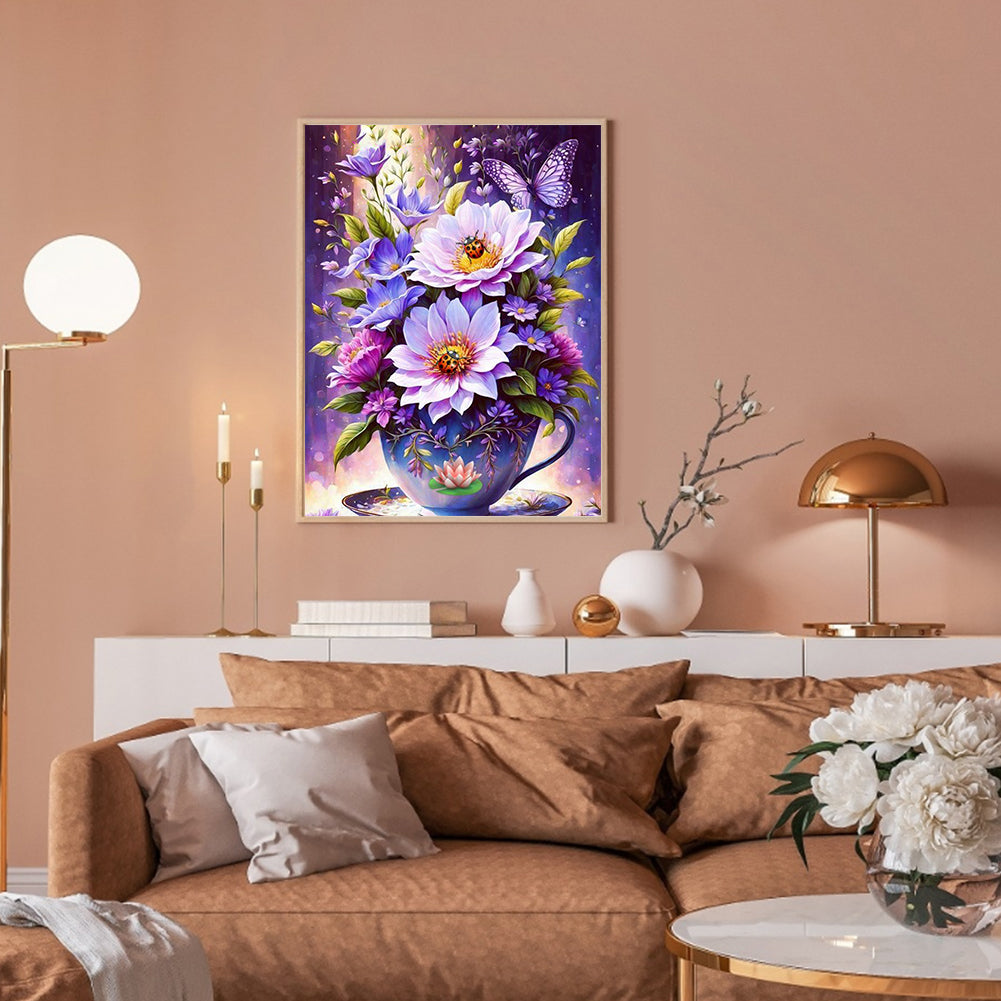 Ladybug Cup Flower - Full Round Drill Diamond Painting 30*40CM