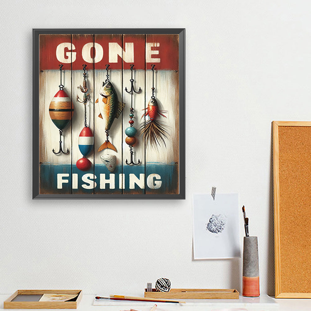 Fishing - Full Round Drill Diamond Painting 35*40CM