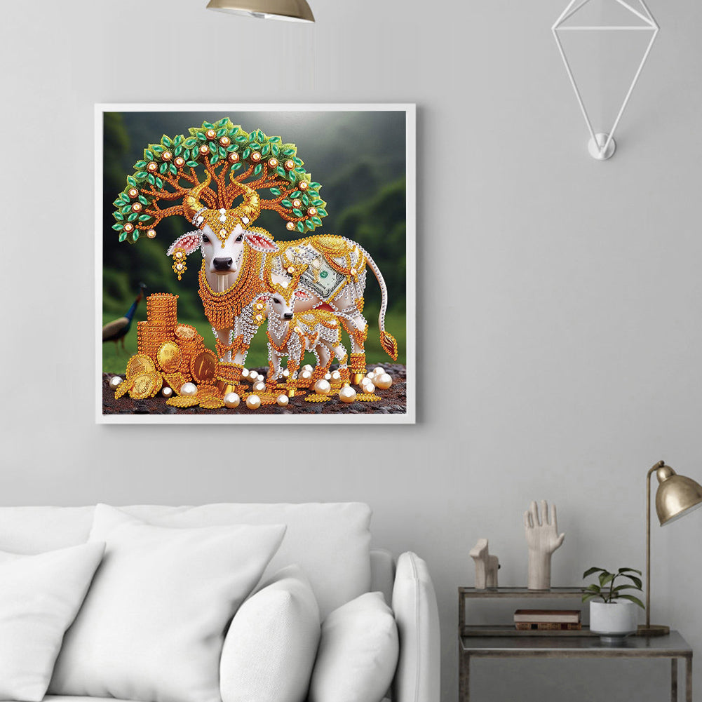 Parent-Child Cow - Special Shaped Drill Diamond Painting 30*30CM