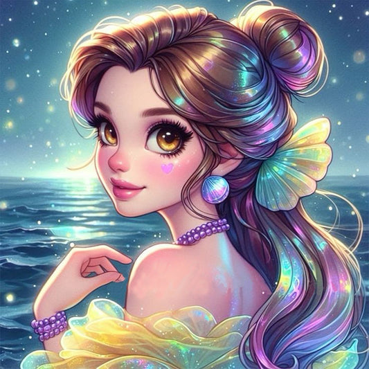 Girl At The Beach - Full AB Round Drill Diamond Painting 40*40CM