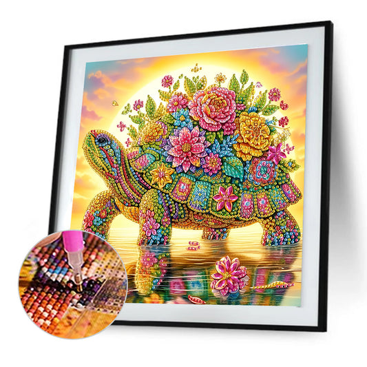 Flower Turtle - Special Shaped Drill Diamond Painting 30*30CM
