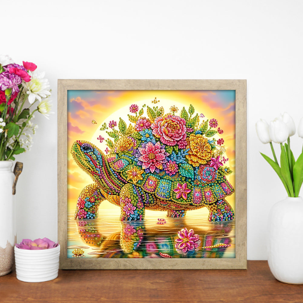 Flower Turtle - Special Shaped Drill Diamond Painting 30*30CM