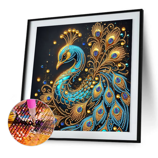 Blue Peacock - Special Shaped Drill Diamond Painting 30*30CM