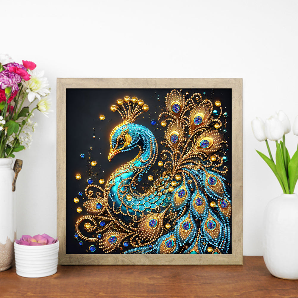 Blue Peacock - Special Shaped Drill Diamond Painting 30*30CM