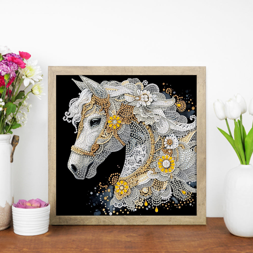 Gorgeous White Horse - Special Shaped Drill Diamond Painting 30*30CM
