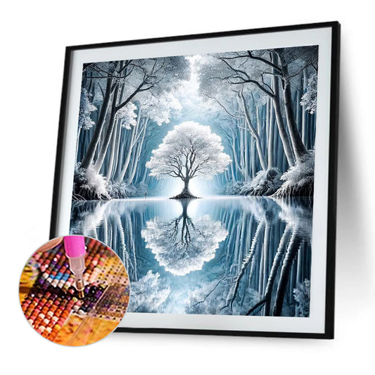 Silver Tree - Full Round Drill Diamond Painting 30*30CM