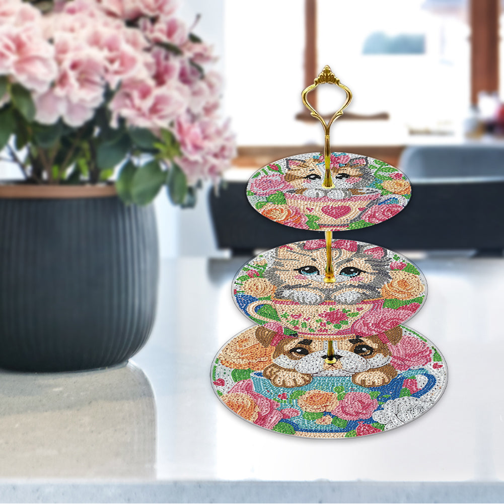 3 Tier Animal Crystal Display Rack Kit 5D DIY Shelf Art Craft Set for Home Decor