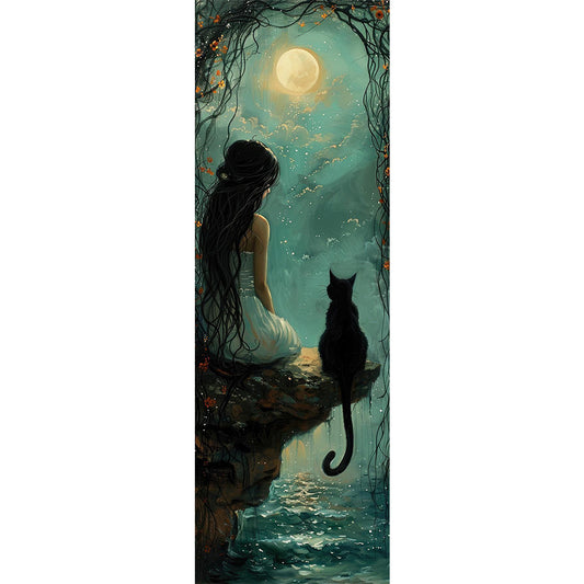 Girl And Cat - Full Round Drill Diamond Painting 30*90CM