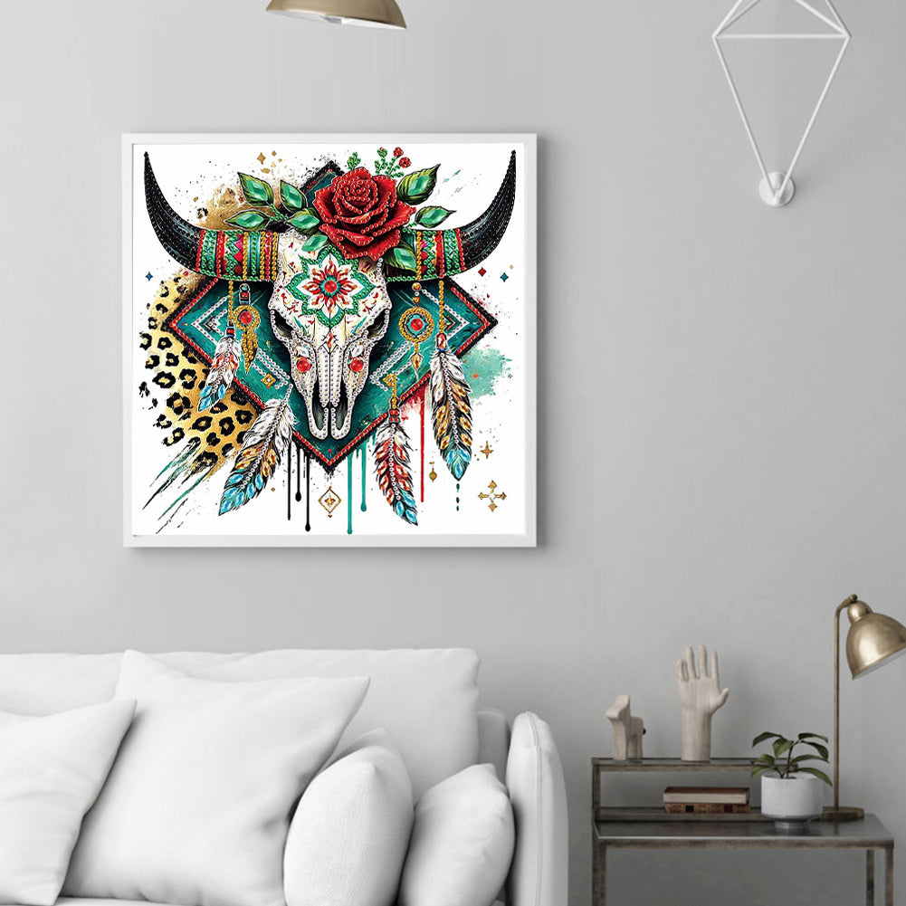 Indian Cow Skull - Special Shaped Drill Diamond Painting 30*30CM