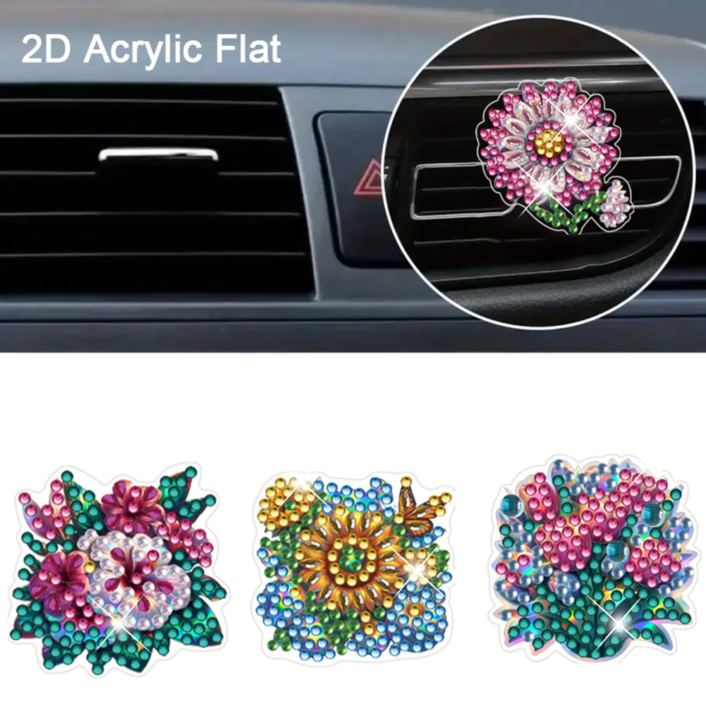 4pc Flower Animal DIY Diamond Painting Car Air Vent Clip Air Freshener for Adult