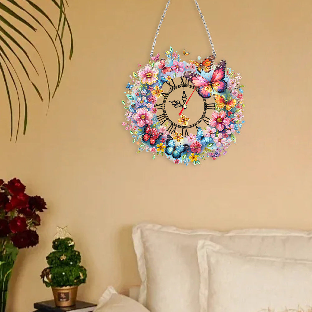 Acrylic Special Shape Flowers 5D Diamond Painting Clock Art Craft for Home Decor