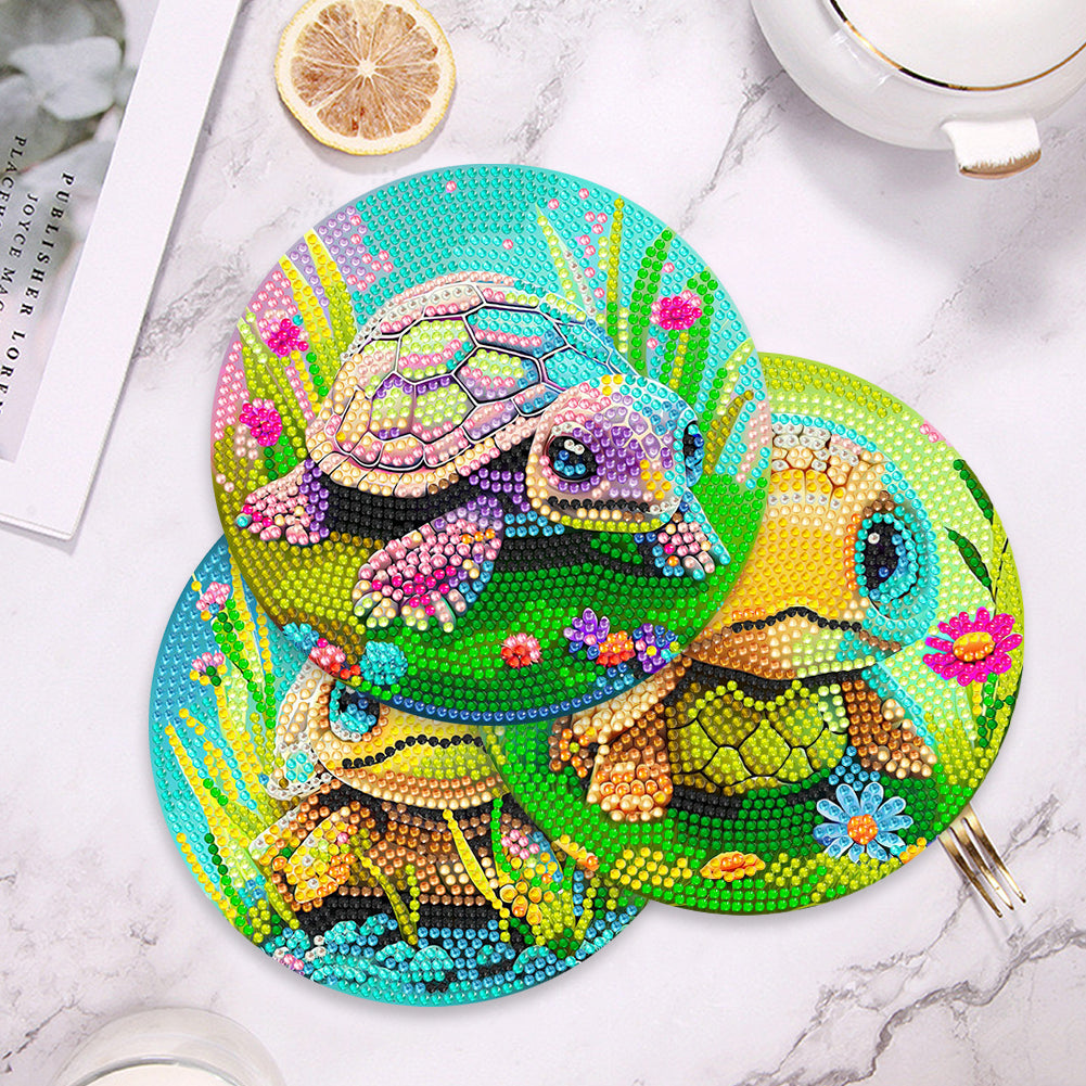 4 Pcs Wooden Diamond Painting Placemats with Holder Round Diamond Art Table Mats