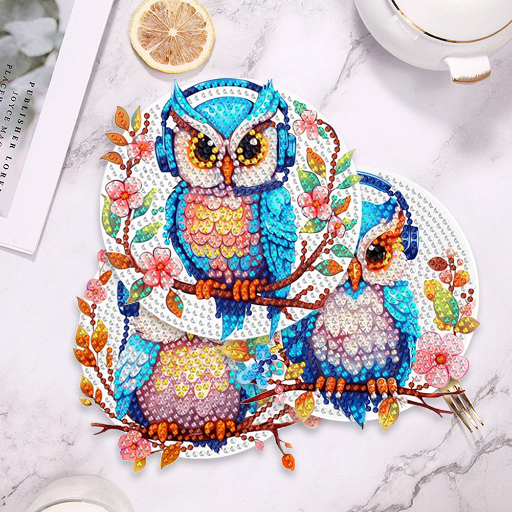 4 Pcs Wooden Diamond Painting Placemats with Holder Round Diamond Art Table Mats