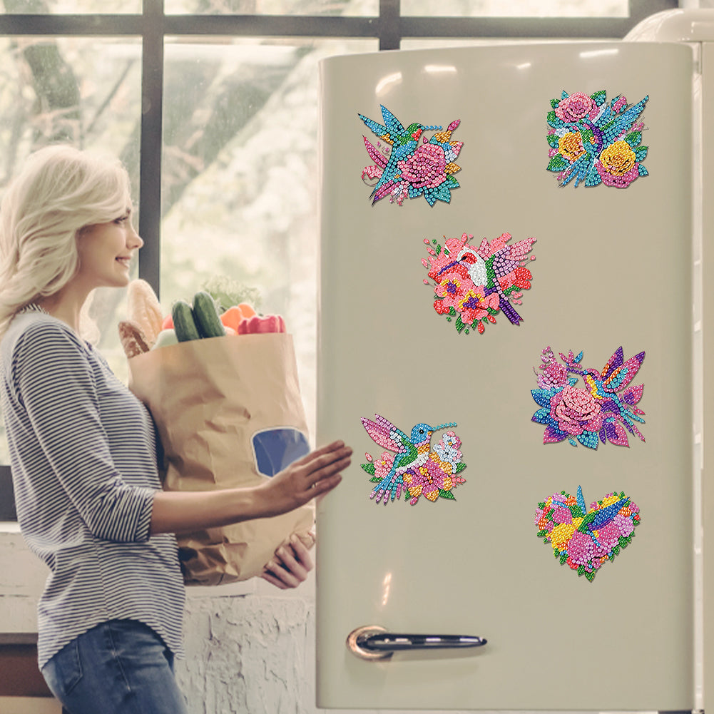 6 Pieces/set Animal Cake DIY Diamond Painting Magnets Refrigerator Fridge Magnet