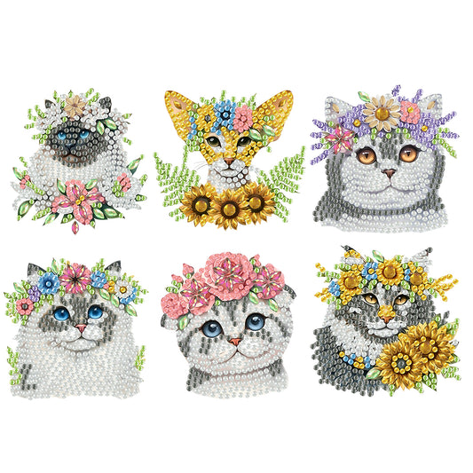 6 Pieces/set Animal Cake DIY Diamond Painting Magnets Refrigerator Fridge Magnet