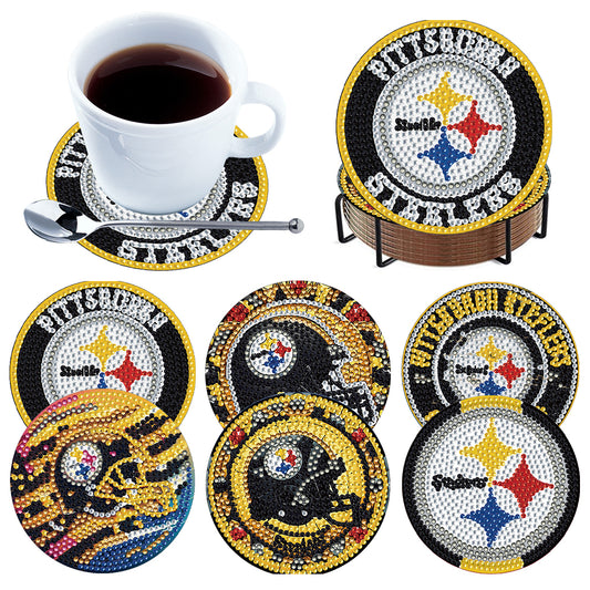 Rugby Team 6pcs DIY Diamond Painting Coasters W/ Holder for Beginner Adult Gift