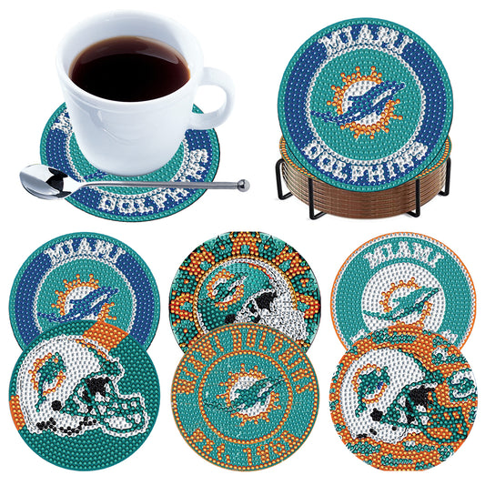 Rugby Team 6pcs DIY Diamond Painting Coasters W/ Holder for Beginner Adult Gift