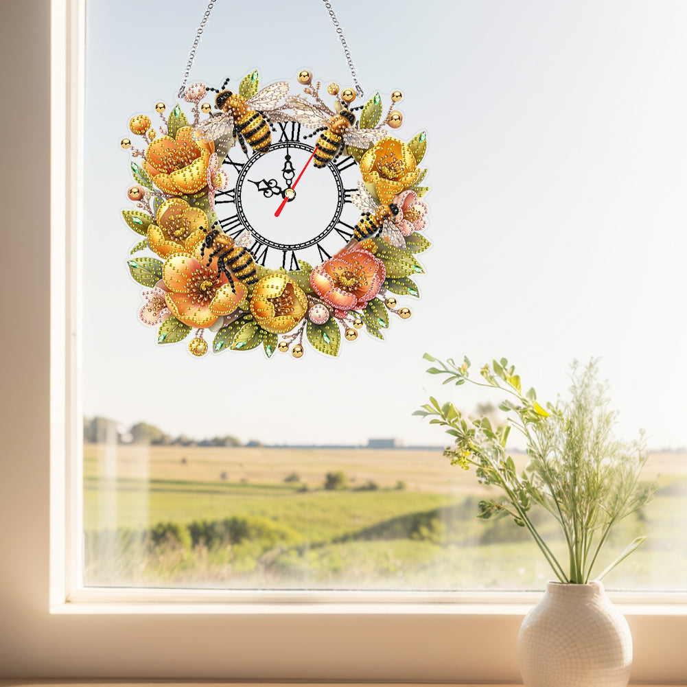 Acrylic Special Shape Daisy 5D Diamond Painting Clock Art Craft for Desktop Wall