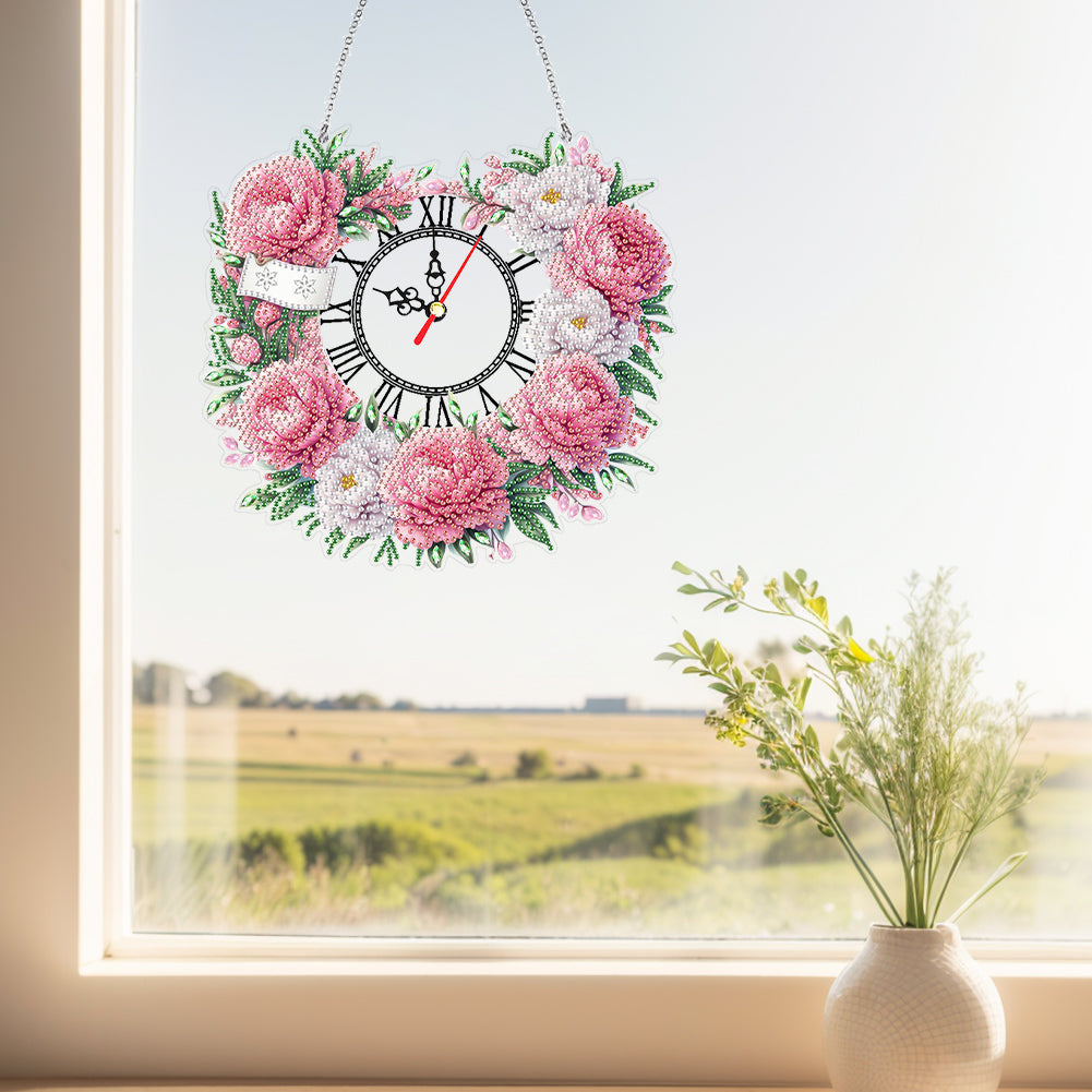 Acrylic Special Shape Daisy 5D Diamond Painting Clock Art Craft for Desktop Wall