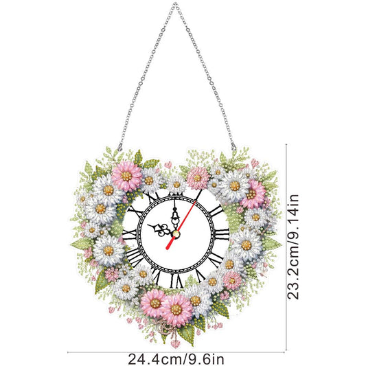Acrylic Special Shape Daisy 5D Diamond Painting Clock Art Craft for Desktop Wall