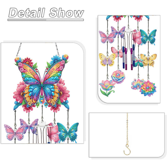 Butterfly Wind Chime Double Sided Diamond Painting Hanging Pendant Home Decor