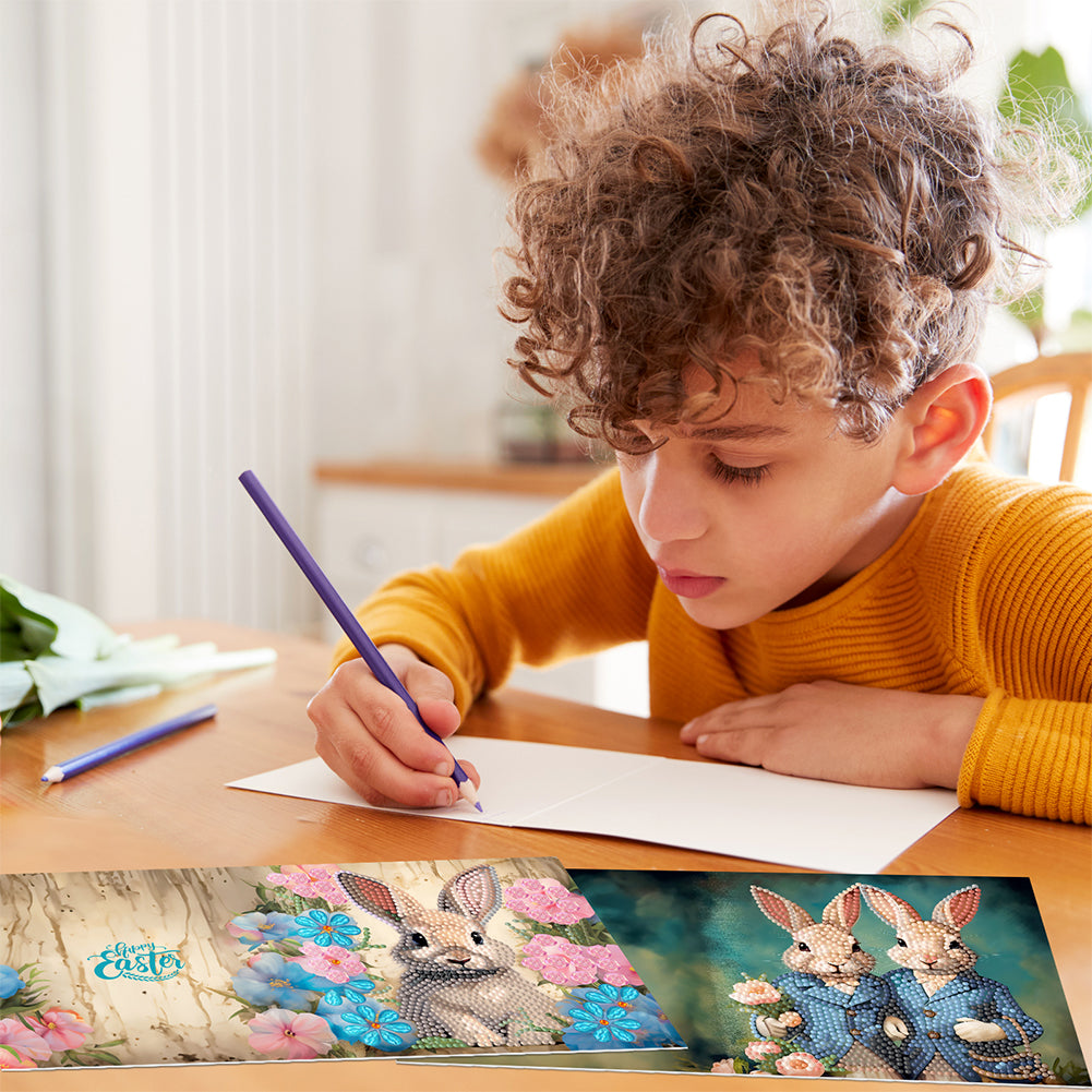 6/8PCS DIY Diamond Art Greeting Cards Animal Theme Congratulations Cards & Gifts