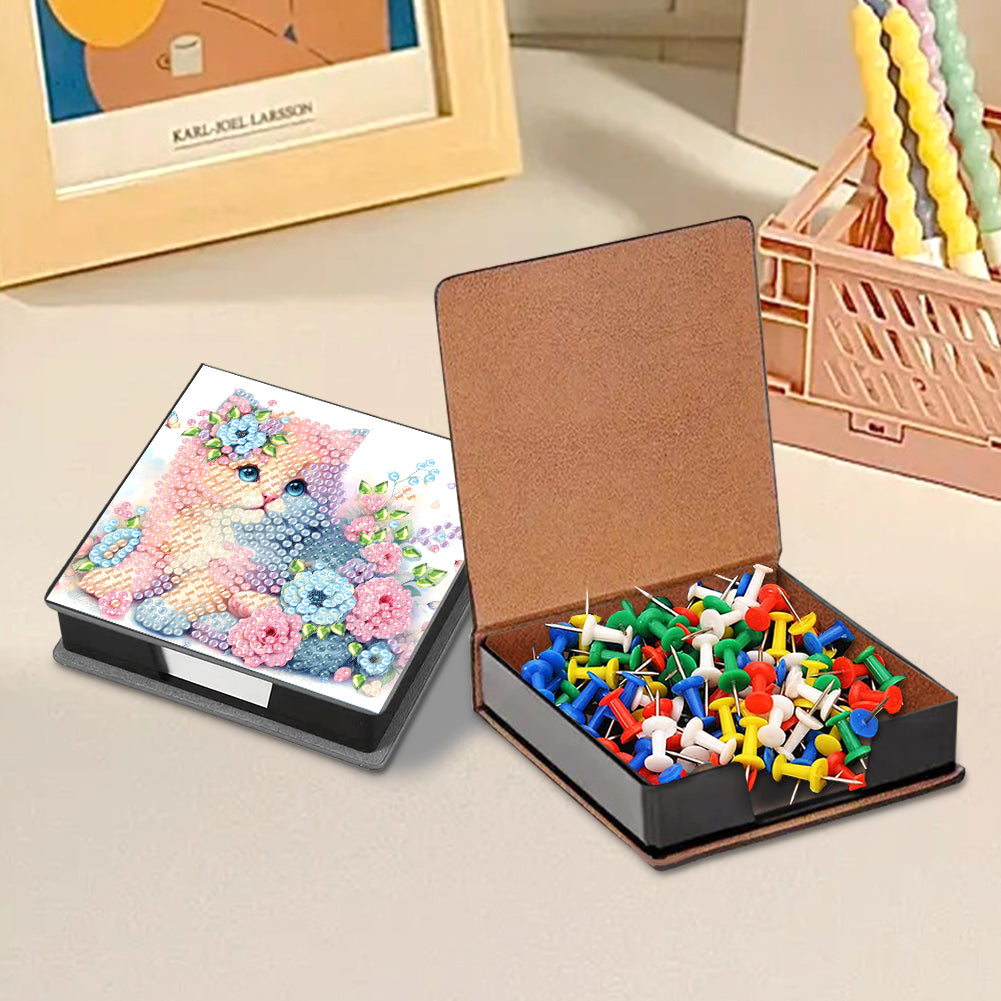 Cross Leather Diamond Art Note Box with 160 Sheets of Paper for Adults Beginners