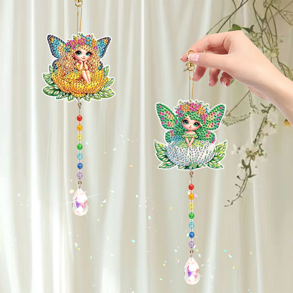 2Pcs 5D DIY Diamond Painting Sun Catcher Crystal Painting Ornaments for Adults