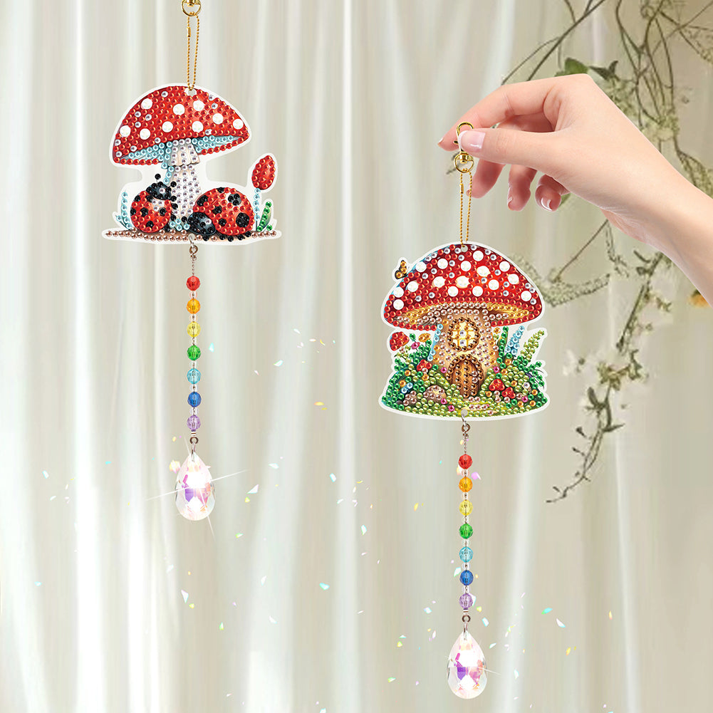 2Pcs 5D DIY Diamond Painting Sun Catcher Crystal Painting Ornaments for Adults