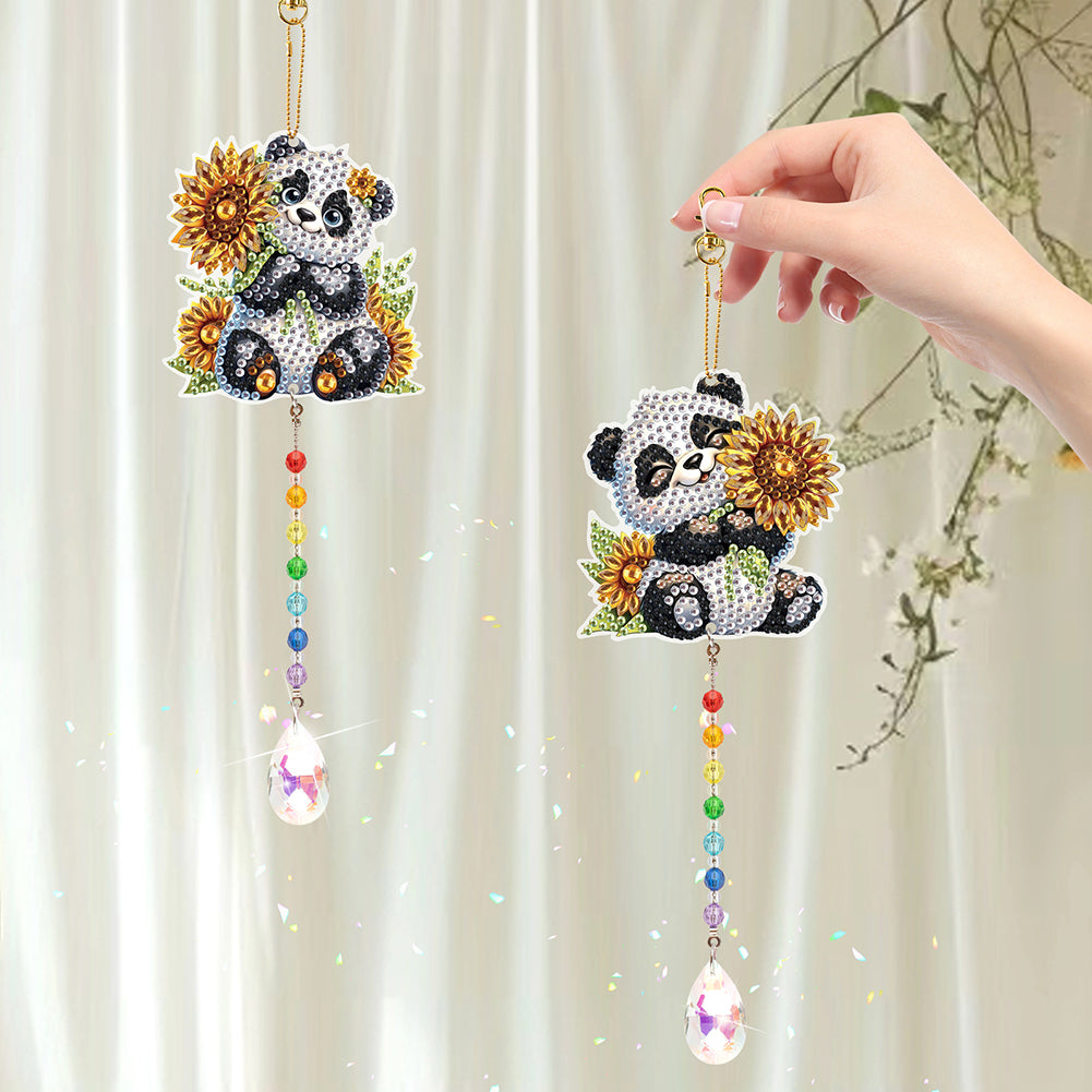 2Pcs 5D DIY Diamond Painting Sun Catcher Crystal Painting Ornaments for Adults
