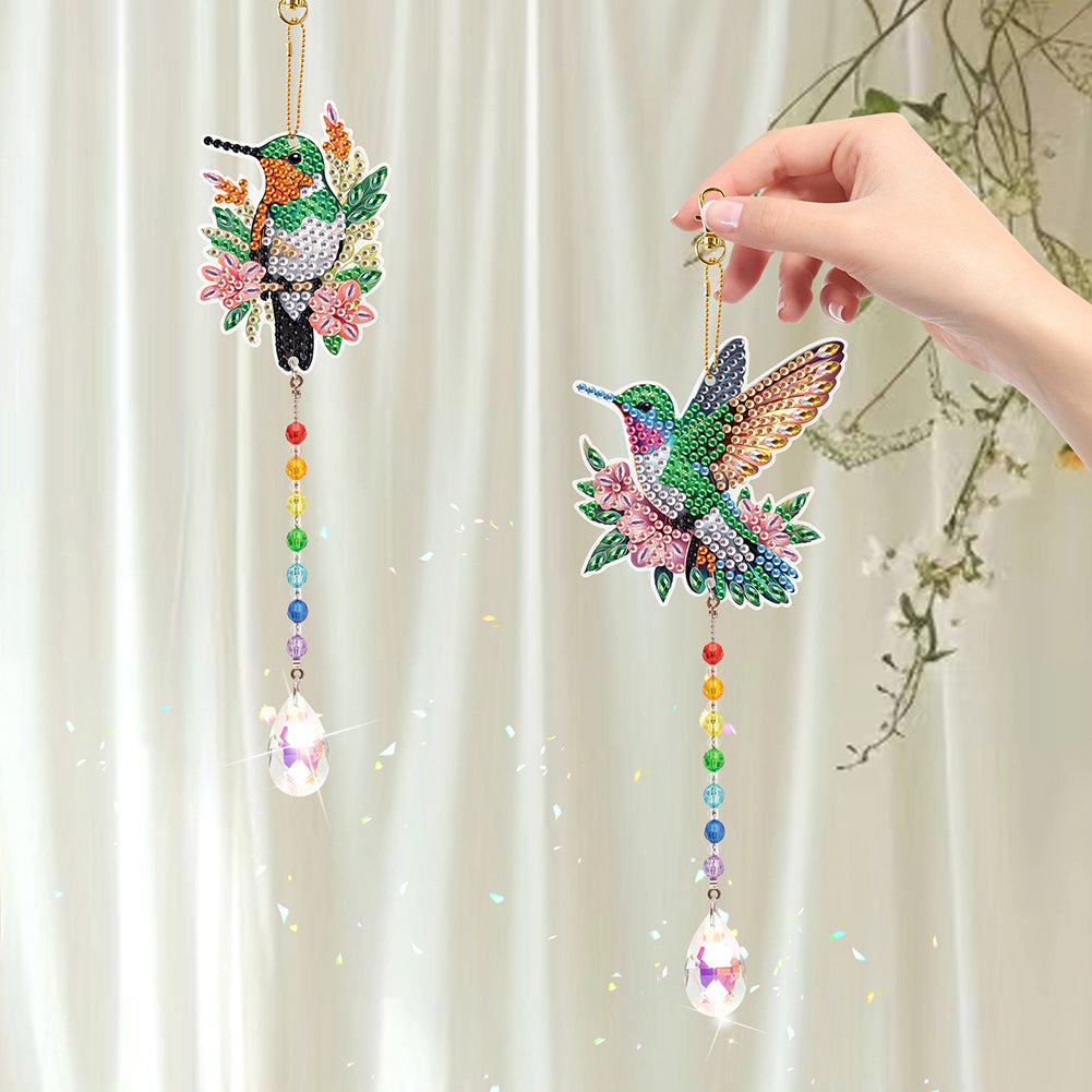 2Pcs 5D DIY Diamond Painting Sun Catcher Crystal Painting Ornaments for Adults