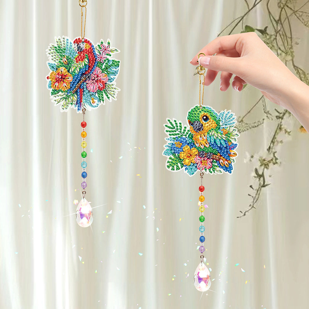 2Pcs 5D DIY Diamond Painting Sun Catcher Crystal Painting Ornaments for Adults