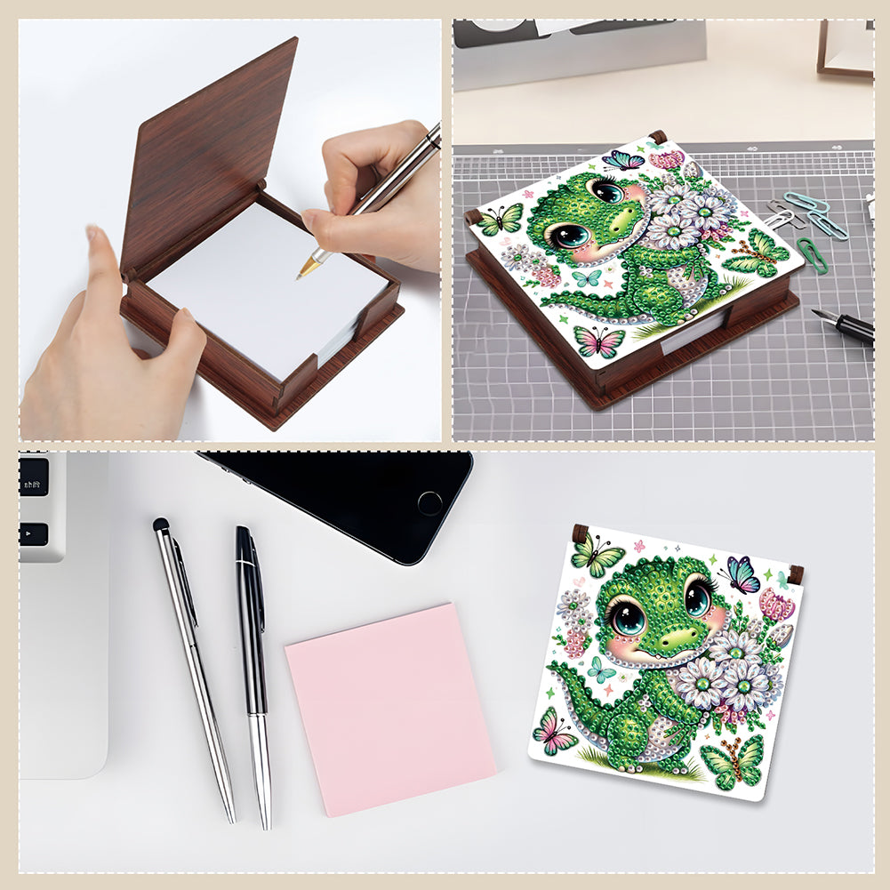 Animals Diamond Painting Notecard Box Gem Art Sticky Note Holder for Home Office