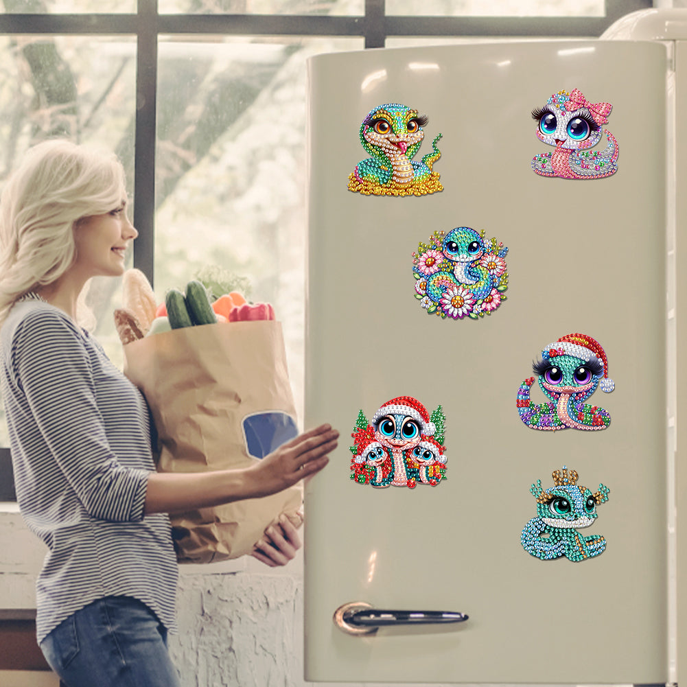 6Pcs Diamond Painting Refrigerator Magnets Diamond Art Kits for Adults Beginners