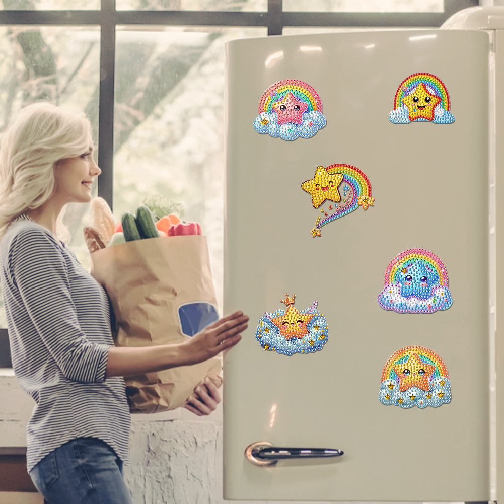 6Pcs Diamond Painting Refrigerator Magnets Diamond Art Kits for Adults Beginners