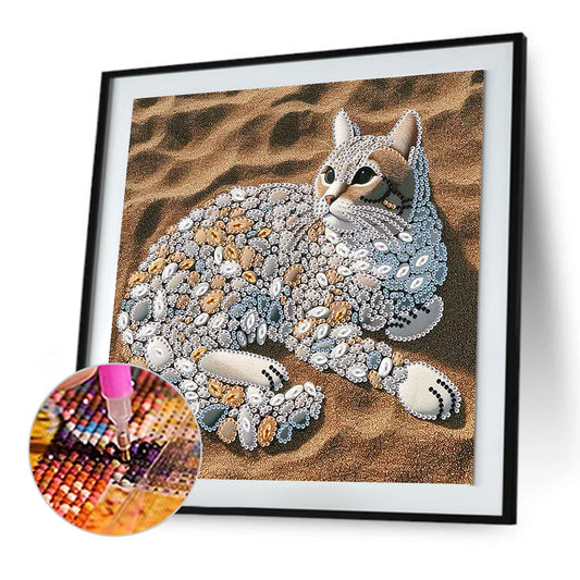 Abstract Pebble Cat - Special Shaped Drill Diamond Painting 30*30CM