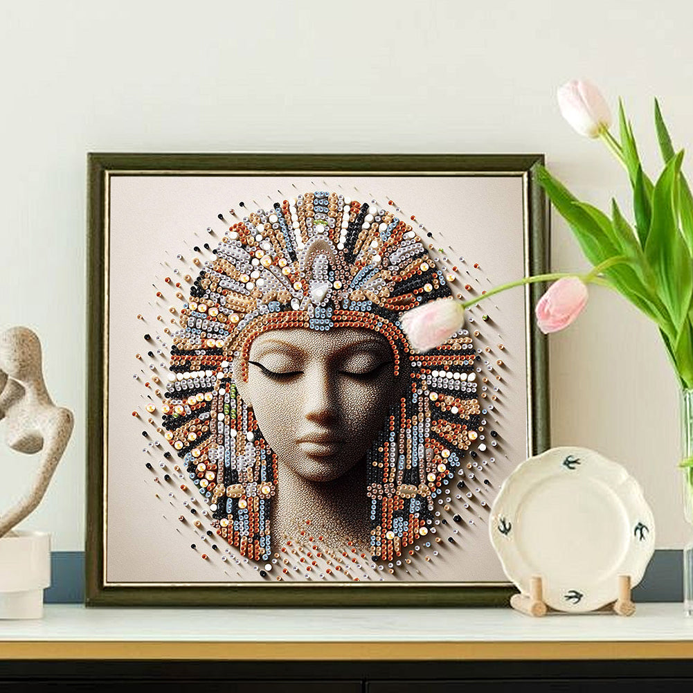 Abstract Egyptian Portrait - Special Shaped Drill Diamond Painting 30*30CM