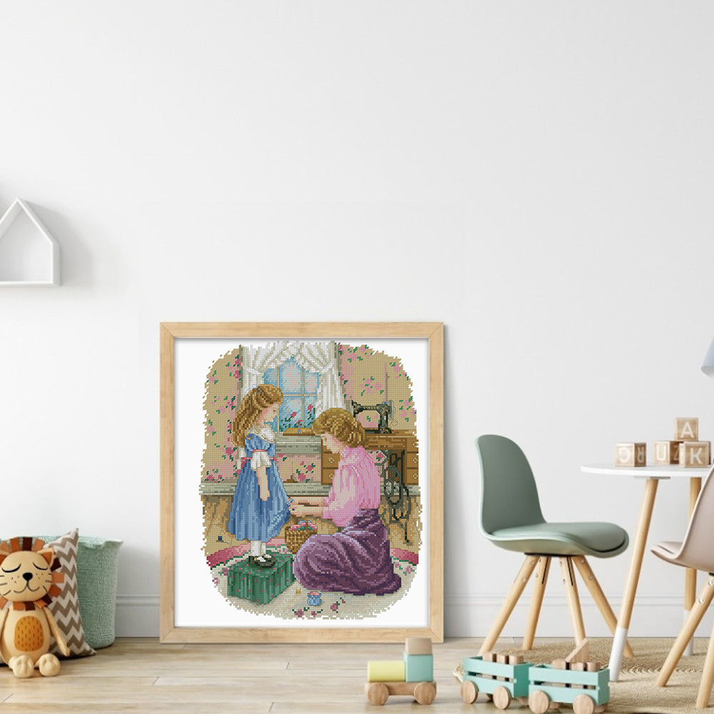 Motherly Love - 14CT Stamped Cross Stitch 31*36CM(Xiaobai Brand)